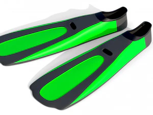 Dive Flippers Green 3D Model