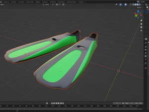 Dive Flippers Green 3D Model