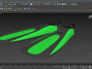 Dive Flippers Green 3D Model