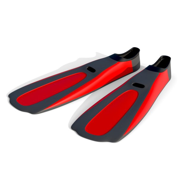 Dive Flippers Red 3D Model .c4d .max .obj .3ds .fbx .stl .blend 
