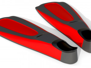 Dive Flippers Red 3D Model