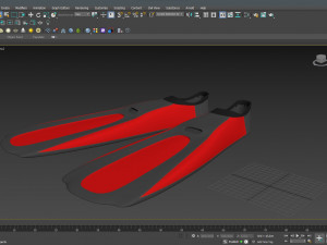 Dive Flippers Red 3D Model