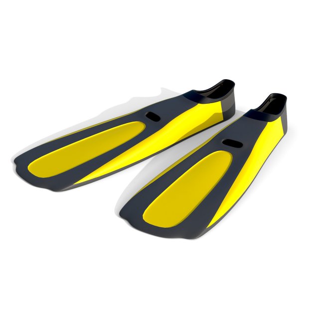Dive Flippers Yellow 3D 모델 .c4d .max .obj .3ds .fbx .stl .blend 