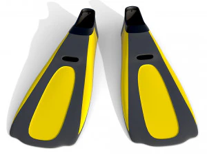 Palmes de plong&eacute;e jaunes Modèle 3D