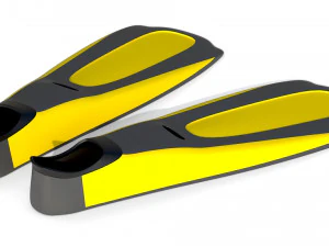 Palmes de plong&eacute;e jaunes Modèle 3D