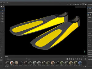 Palmes de plong&eacute;e jaunes Modèle 3D