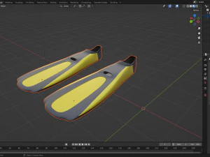 Palmes de plong&eacute;e jaunes Modèle 3D