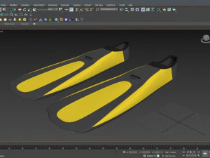 Palmes de plong&eacute;e jaunes Modèle 3D