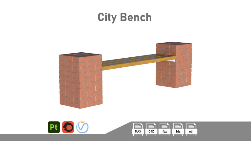 City Bench 03 3D 模型 .c4d .max .obj .3ds .fbx .stl .blend 