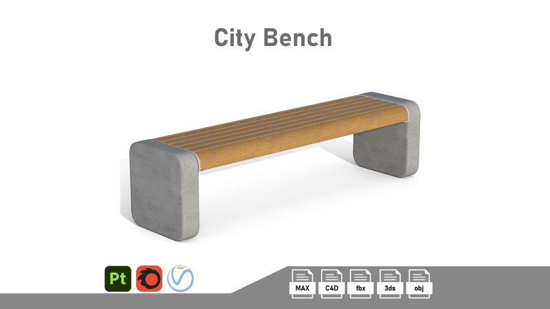 City Bench 06 Model 3D .c4d .max .obj .3ds .fbx .stl .blend 