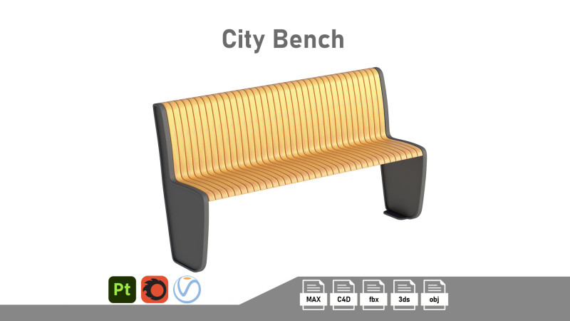 City Bench 08 3D 模型 .c4d .max .obj .3ds .fbx .stl .blend 