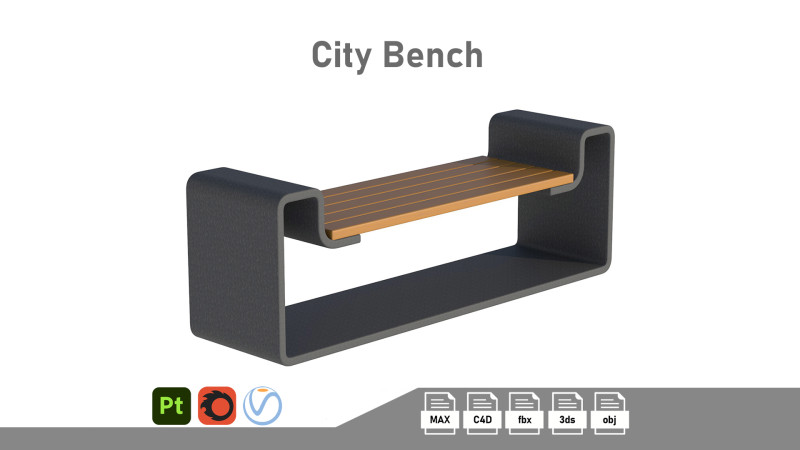 City Bench 10 3D-Modell .c4d .max .obj .3ds .fbx .stl .blend 
