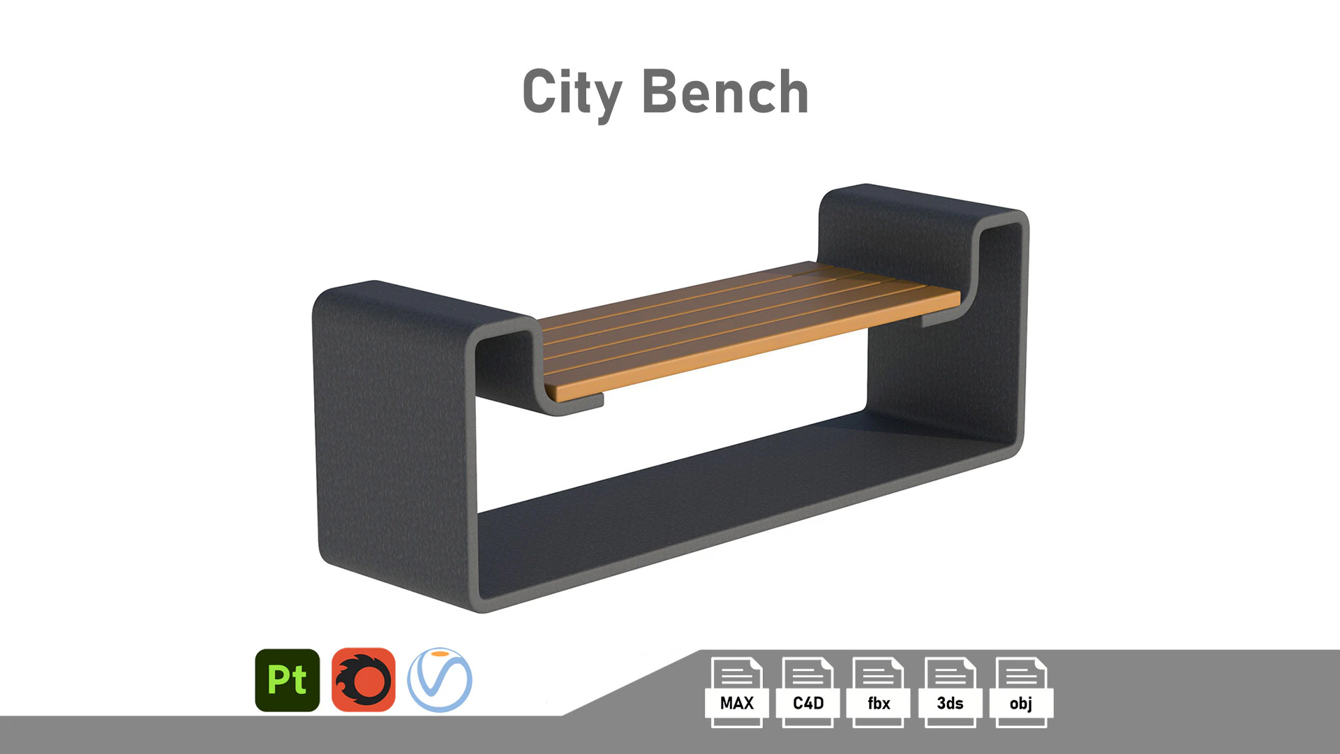 City Bench 10 3D Model .c4d .max .obj .3ds .fbx .stl .blend