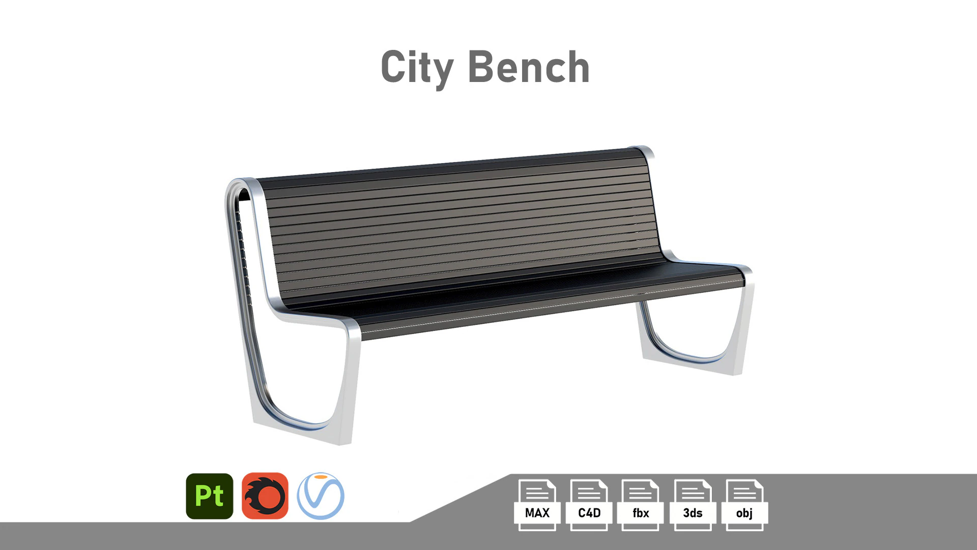 City Bench 12 3D Model .c4d .max .obj .3ds .fbx .stl .blend 