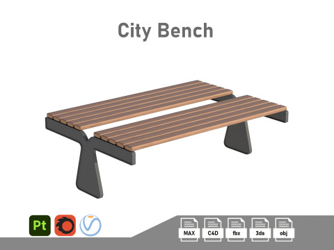 City Bench 14 Model 3D