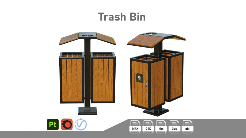 Outdoor Trash Bins 04 Model 3D .c4d .max .obj .3ds .fbx .stl .blend 