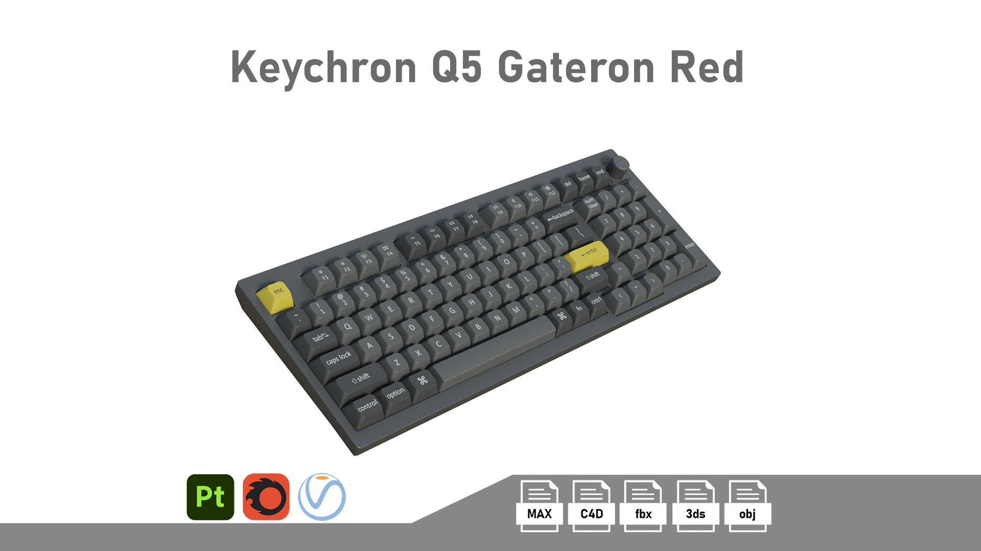 Keychron Q5 Gateron Red 3D Model .c4d .max .obj .3ds .fbx .stl .blend 