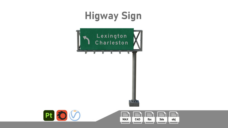 Highway Sign 03 3D मॉडल .c4d .max .obj .3ds .fbx .stl .blend 