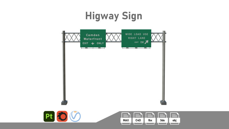 Highway Sign 04 Modèle 3D .c4d .max .obj .3ds .fbx .stl .blend 