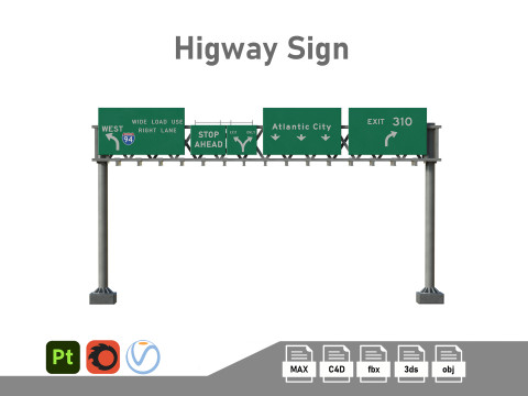 Highway Sign 05 3D Model