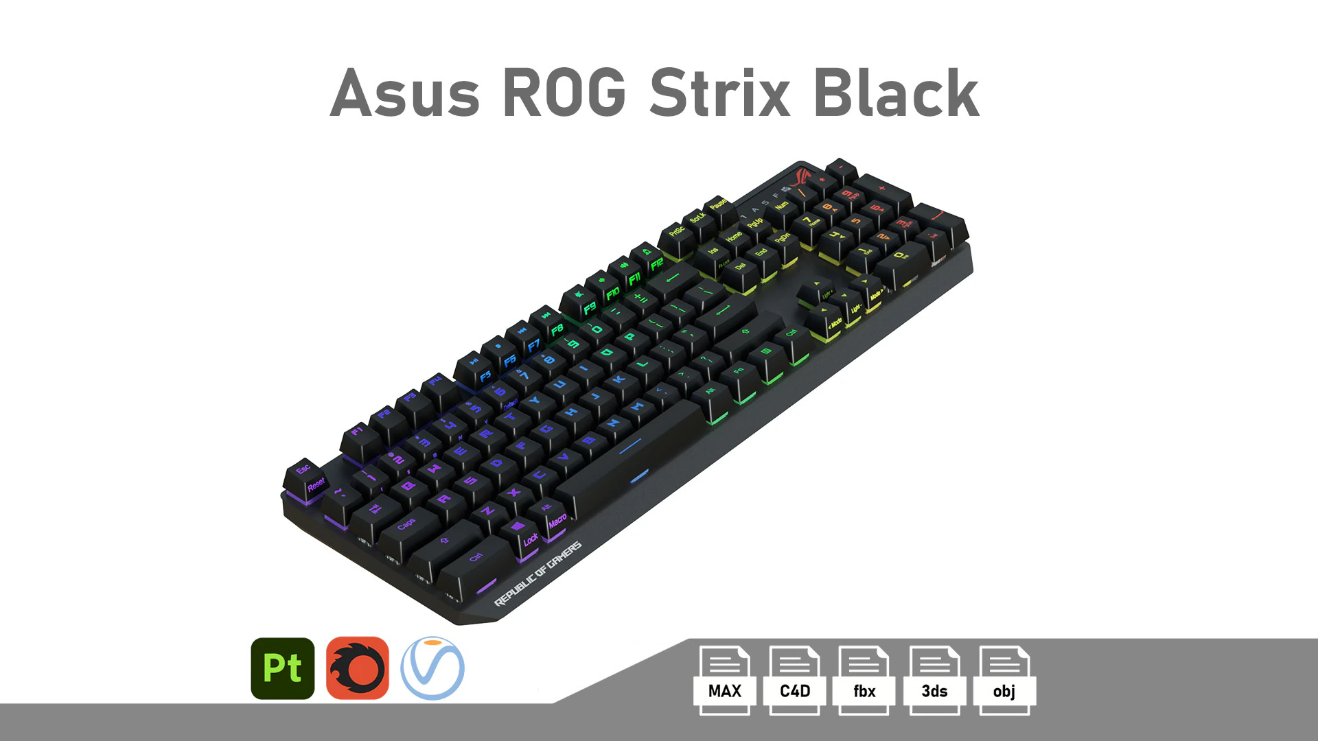 Asus ROG Strix Preto Modelo 3D .c4d .max .obj .3ds .fbx .stl .blend