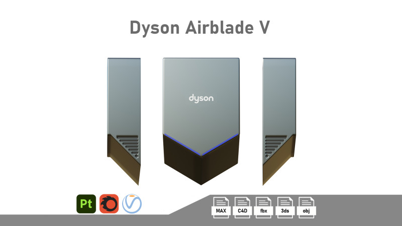 Dyson Airblade V 3D Model .c4d .max .obj .3ds .fbx .stl .blend 