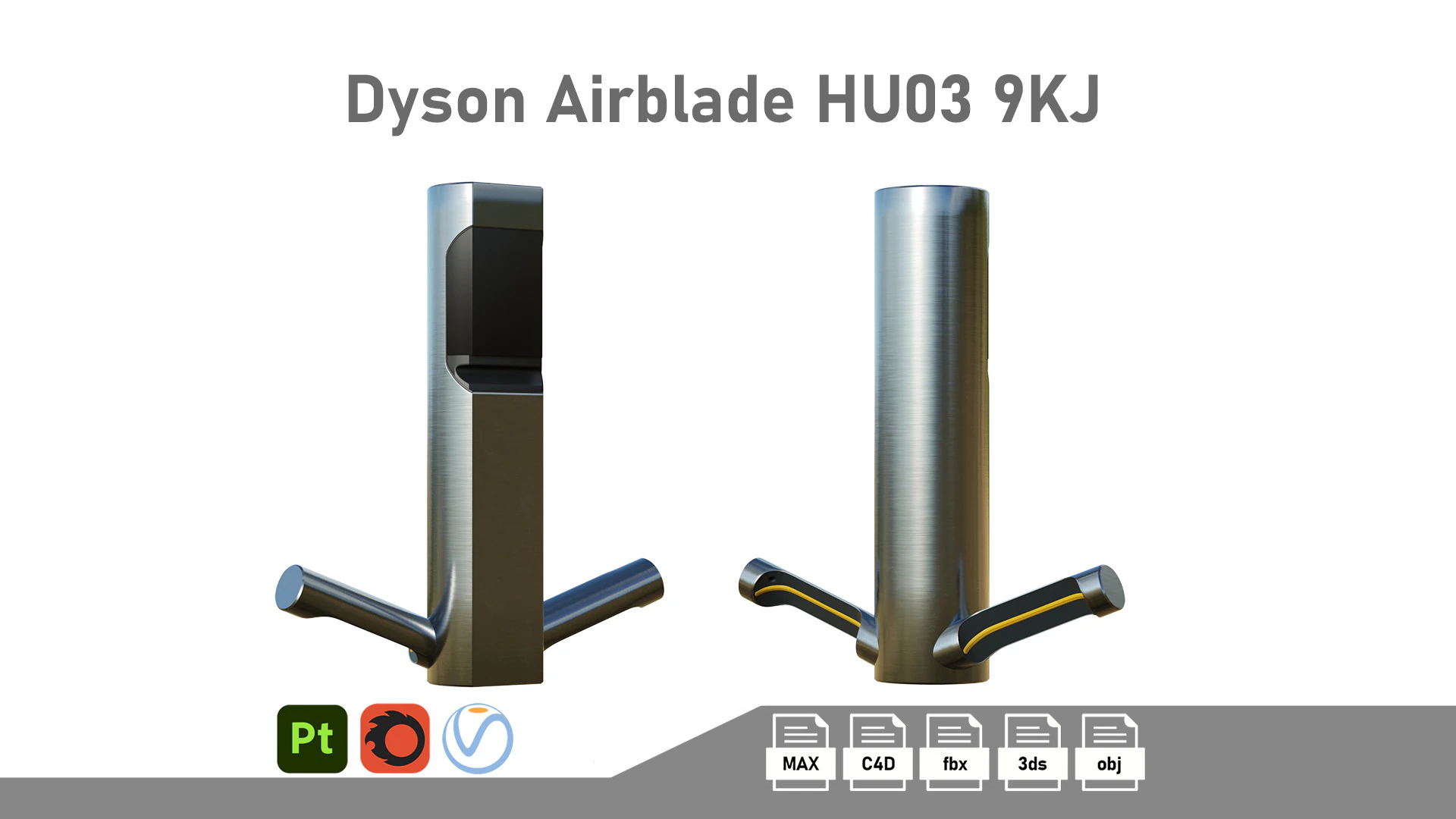Dyson Airblade HU03 9KJ 3D Model .c4d .max .obj .3ds .fbx .stl .blend 
