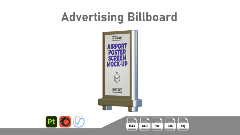 Advertising Billboard 3D Модель .c4d .max .obj .3ds .fbx .stl .blend 