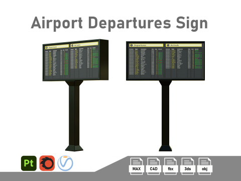 Airport Departures Sign Modelo 3D
