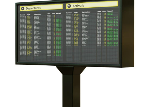 Airport Departures Sign 3D Model