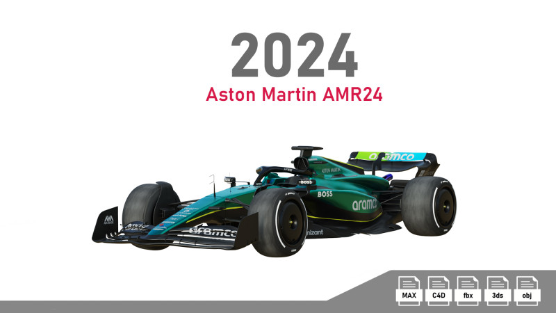F1 Aston Martin AMR 24 2024 Model 3D .c4d .max .obj .3ds .fbx .stl .blend 