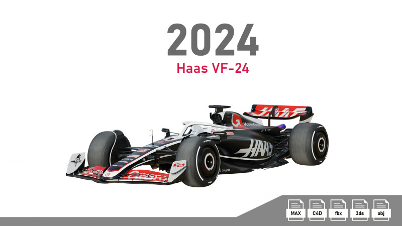F1 Haas VF-24 2024 Model 3D .c4d .max .obj .3ds .fbx .stl .blend 