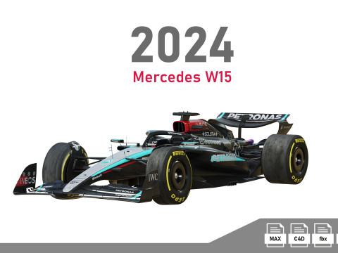 F1 Mercedes W15 2024 3D मॉडल