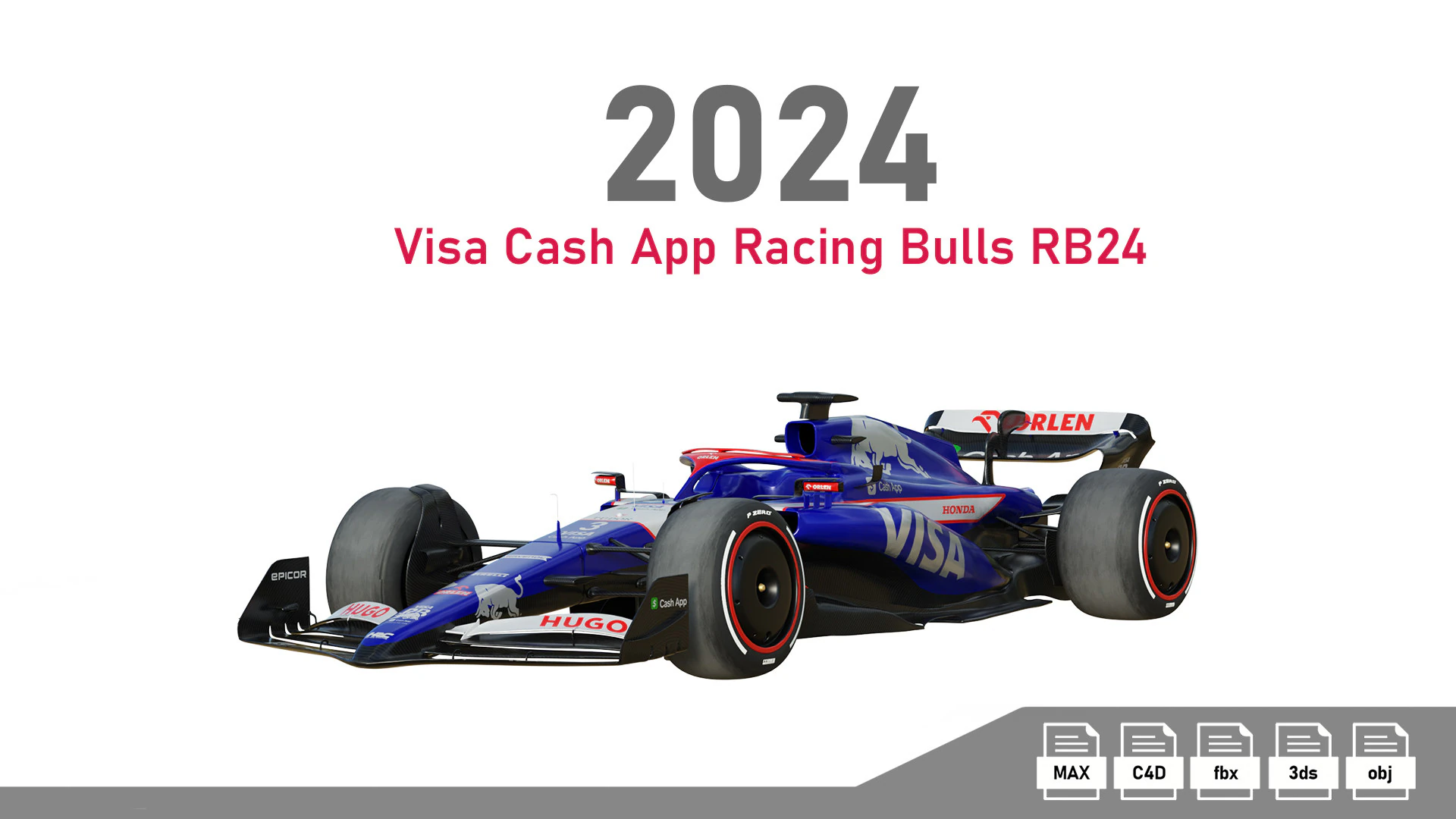 F1 Racing Bulls 2024 3D Model .c4d .max .obj .3ds .fbx .stl .blend