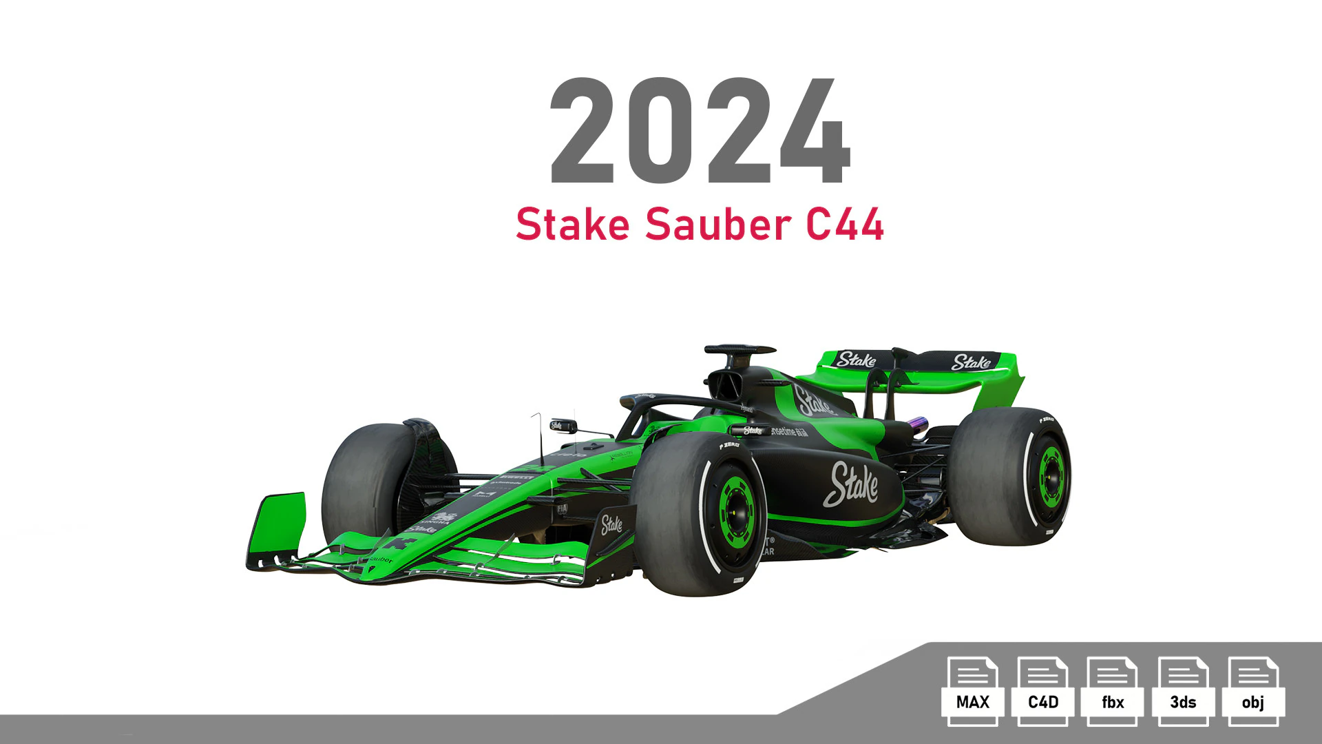 Estaca F1 Sauber C44 2024 Modelo 3D .c4d .max .obj .3ds .fbx .stl .blend 