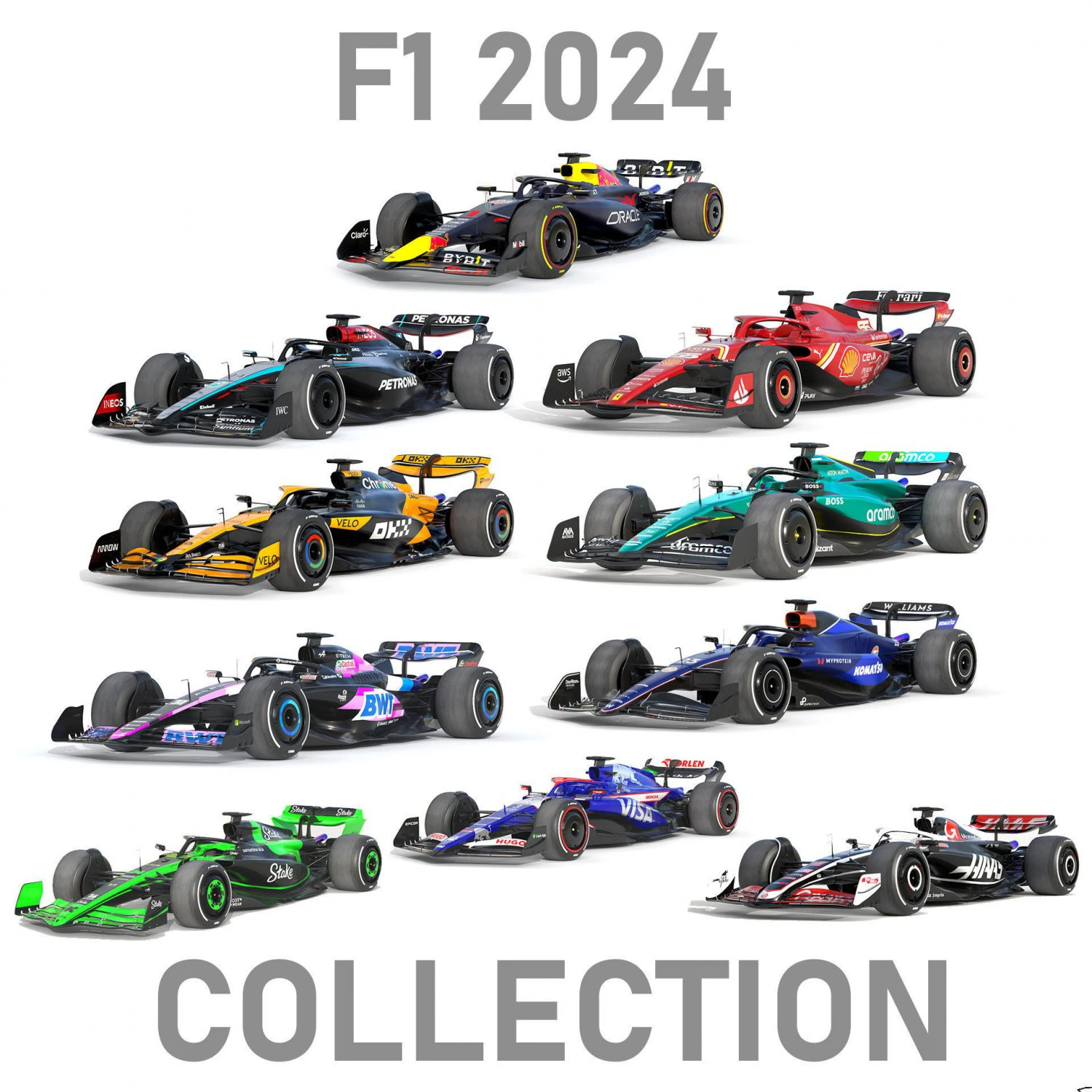 F1 2024 Collection 3D Model .c4d .max .obj .3ds .fbx .stl .blend 