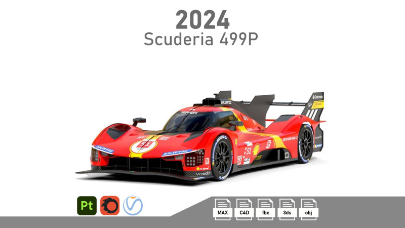 Scuderia 499P 3D Model .c4d .max .obj .3ds .fbx .stl .blend 