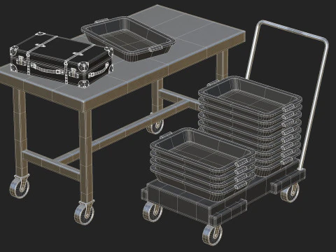 Airport Table Props 3D Model
