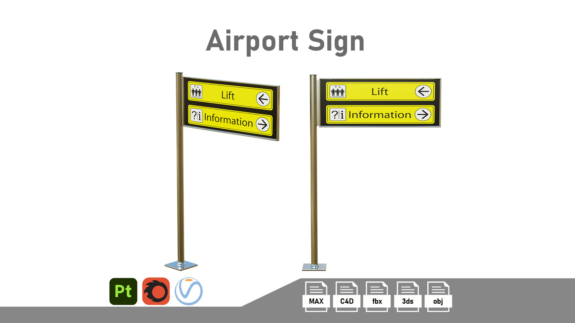 Airport Sign 3D Model .c4d .max .obj .3ds .fbx .stl .blend