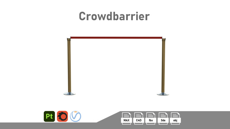 Airport Crowd Barrier 3Dモデル .c4d .max .obj .3ds .fbx .stl .blend 