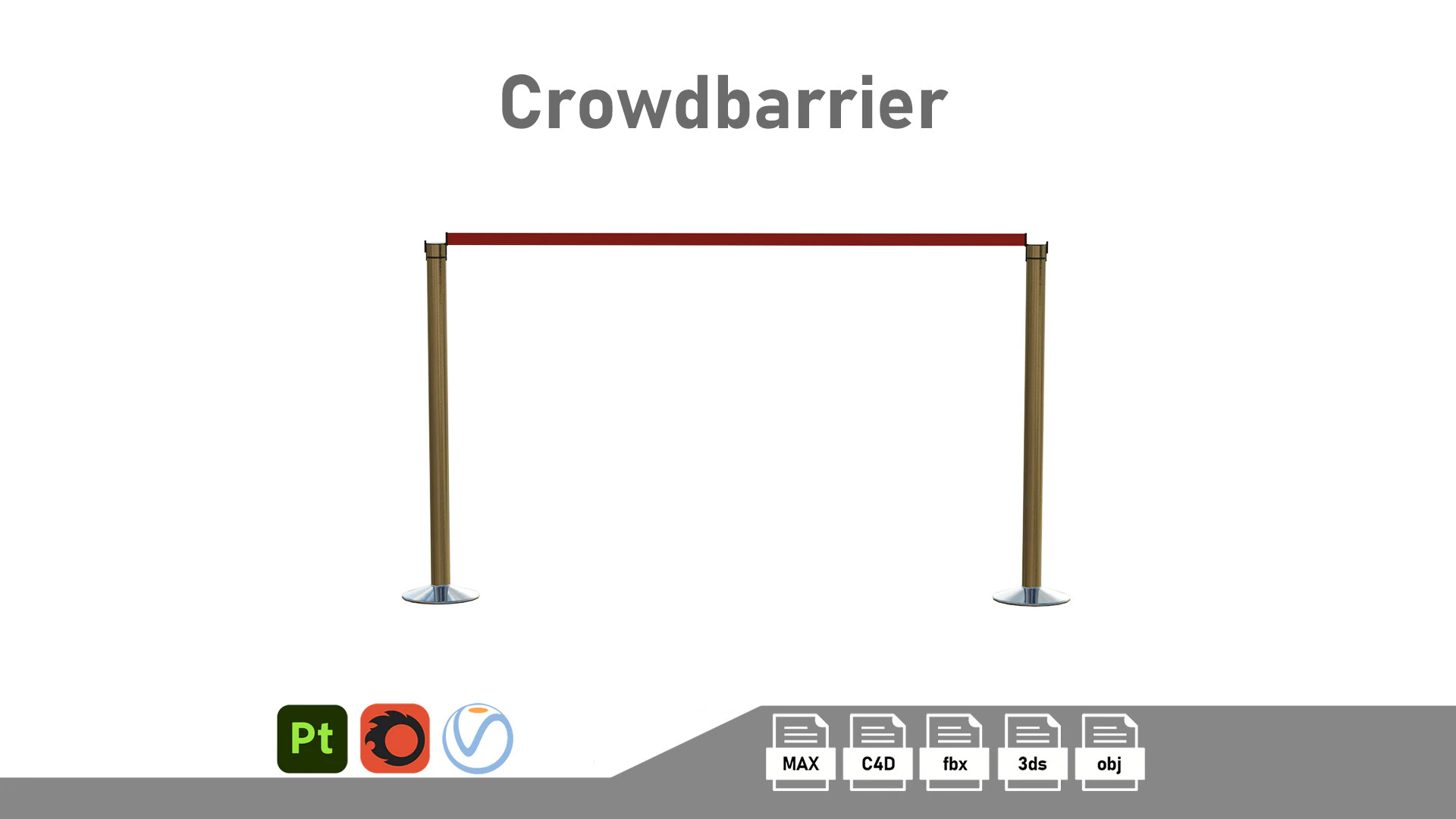 Airport Crowd Barrier 3D Model .c4d .max .obj .3ds .fbx .stl .blend 