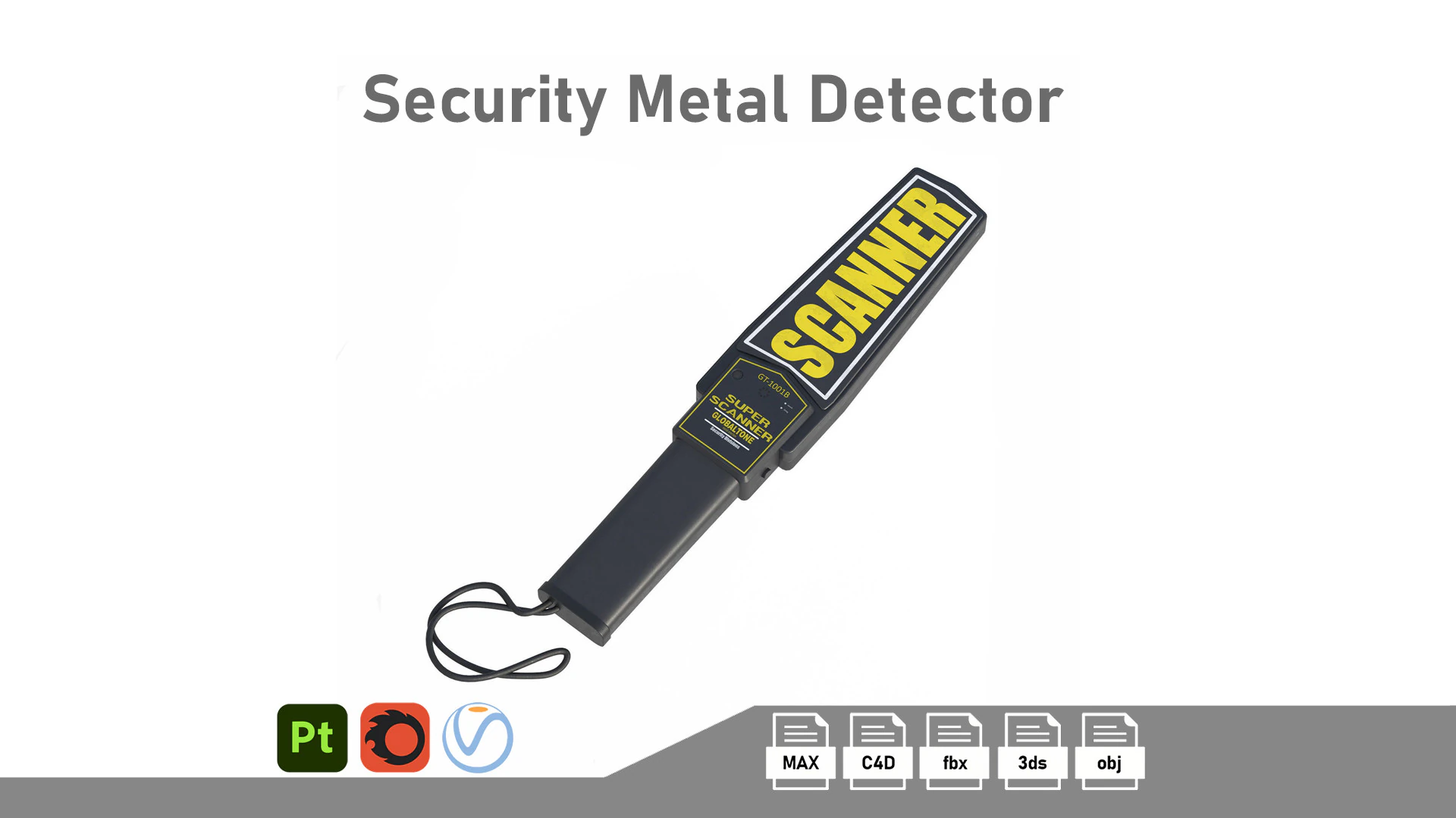 Handheld Security Metal Detector 3D Model .c4d .max .obj .3ds .fbx .stl .blend 
