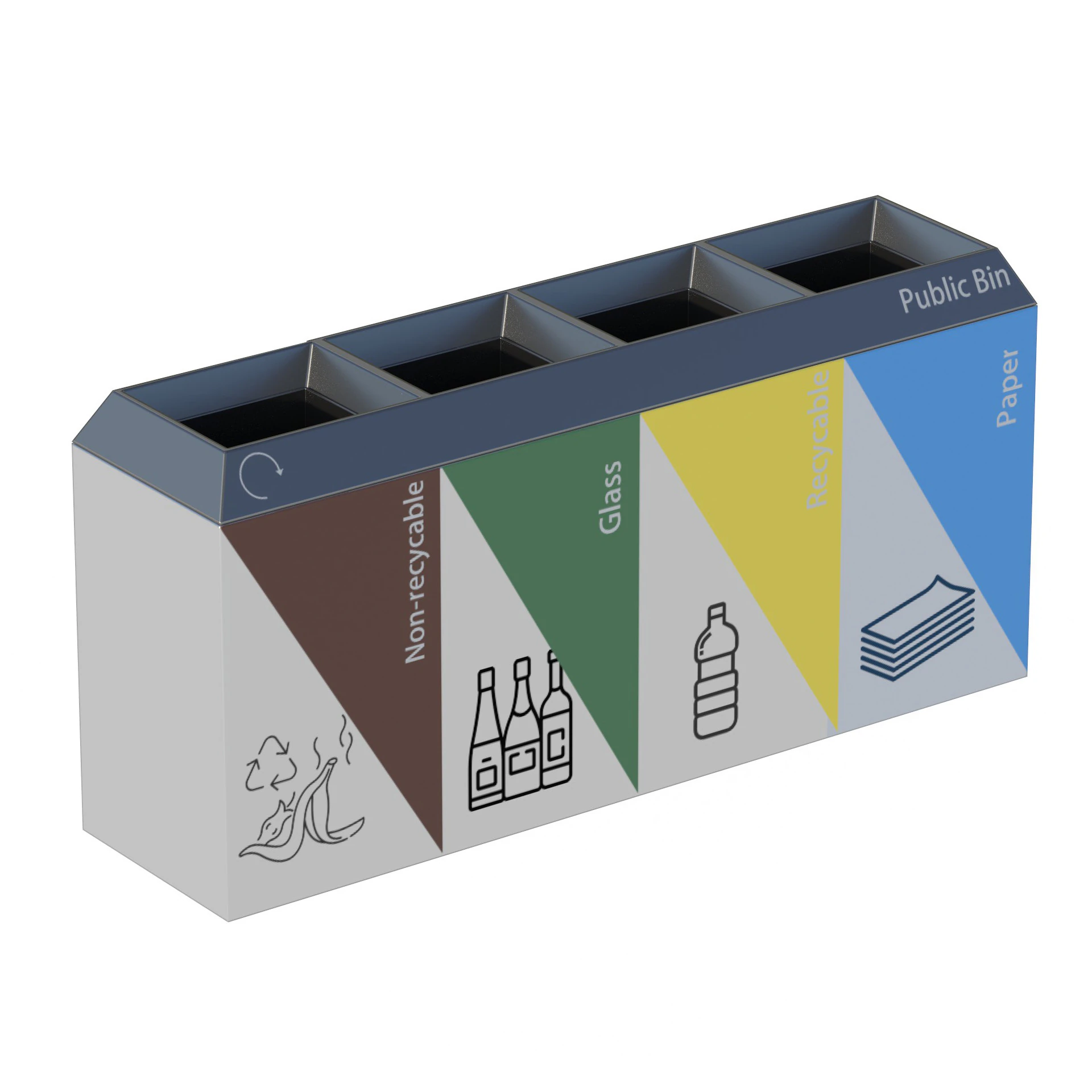 Public Recycling Station 3D Model .c4d .max .obj .3ds .fbx .stl .blend