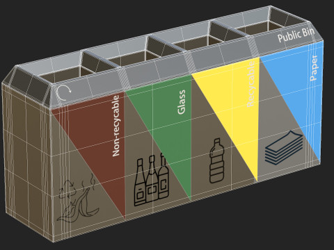 Public Recycling Station 3D Model
