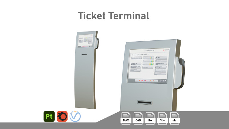 Ticket Machine Model 3D .c4d .max .obj .3ds .fbx .stl .blend 