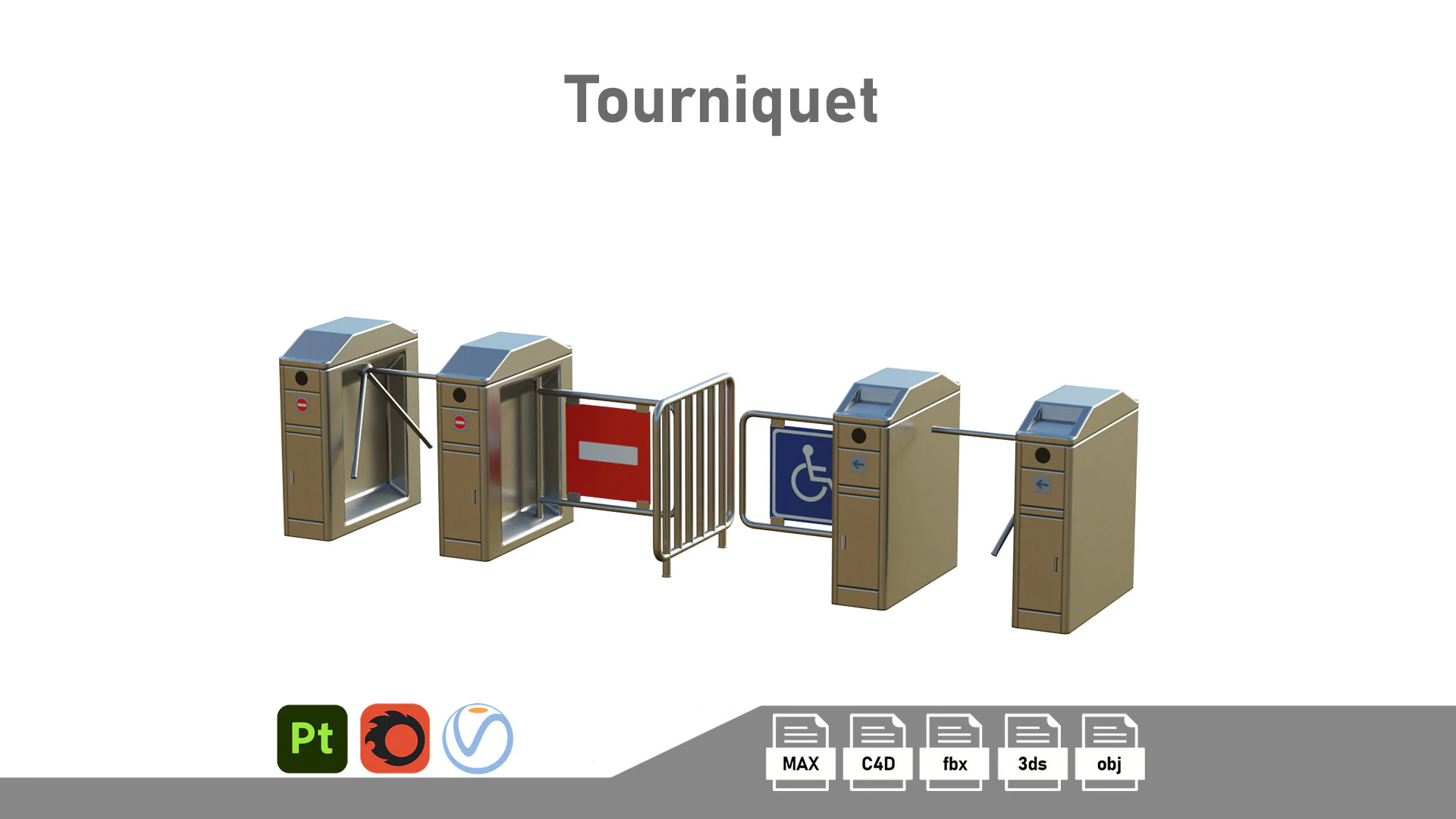 Turnstile Low-poly 3D Model .c4d .max .obj .3ds .fbx .stl .blend 