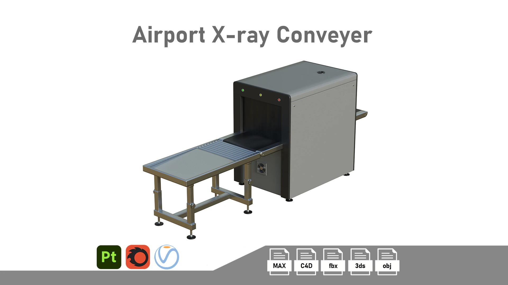Airport X-ray Conveyer 3D Model .c4d .max .obj .3ds .fbx .stl .blend