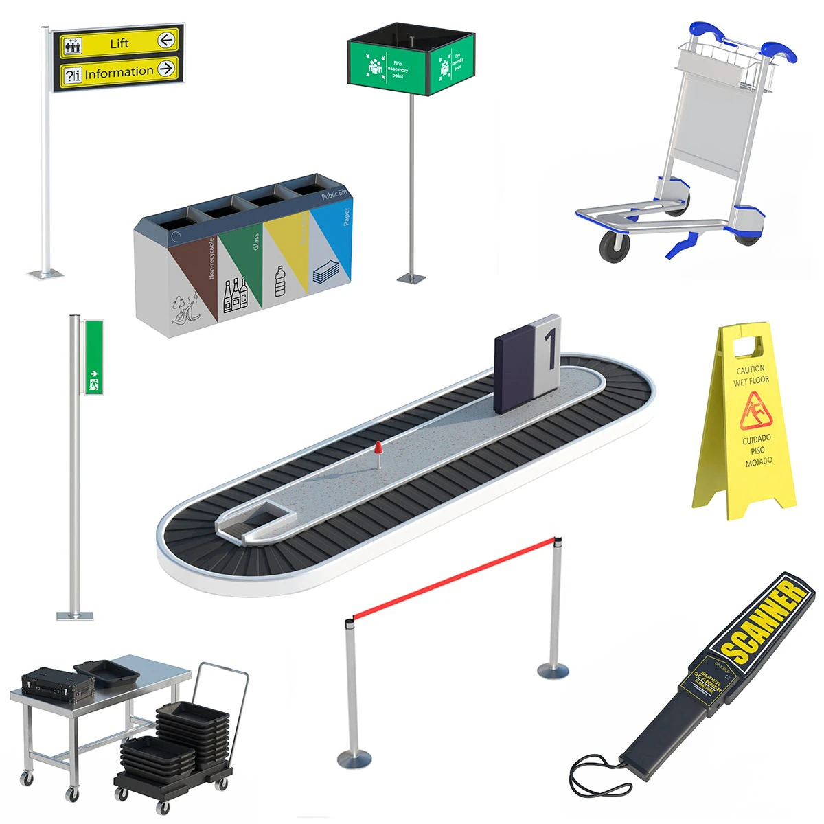 Airport Collection 2 3D Model .c4d .max .obj .3ds .fbx .stl .blend