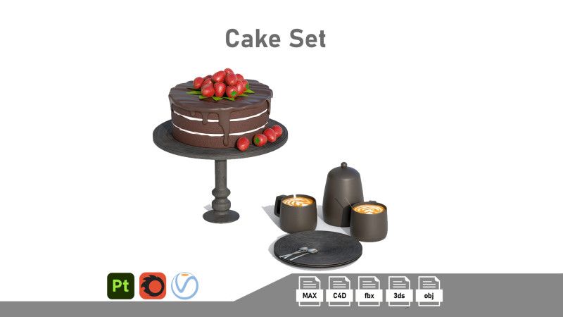 Cake PBR Modelo 3D .c4d .max .obj .3ds .fbx .stl .blend 