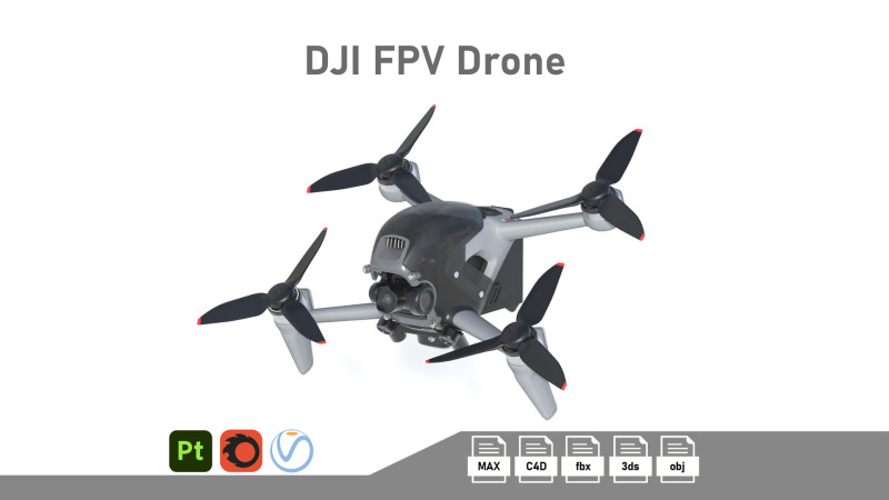 DJI FPV Drone Modelo 3D .c4d .max .obj .3ds .fbx .stl .blend 